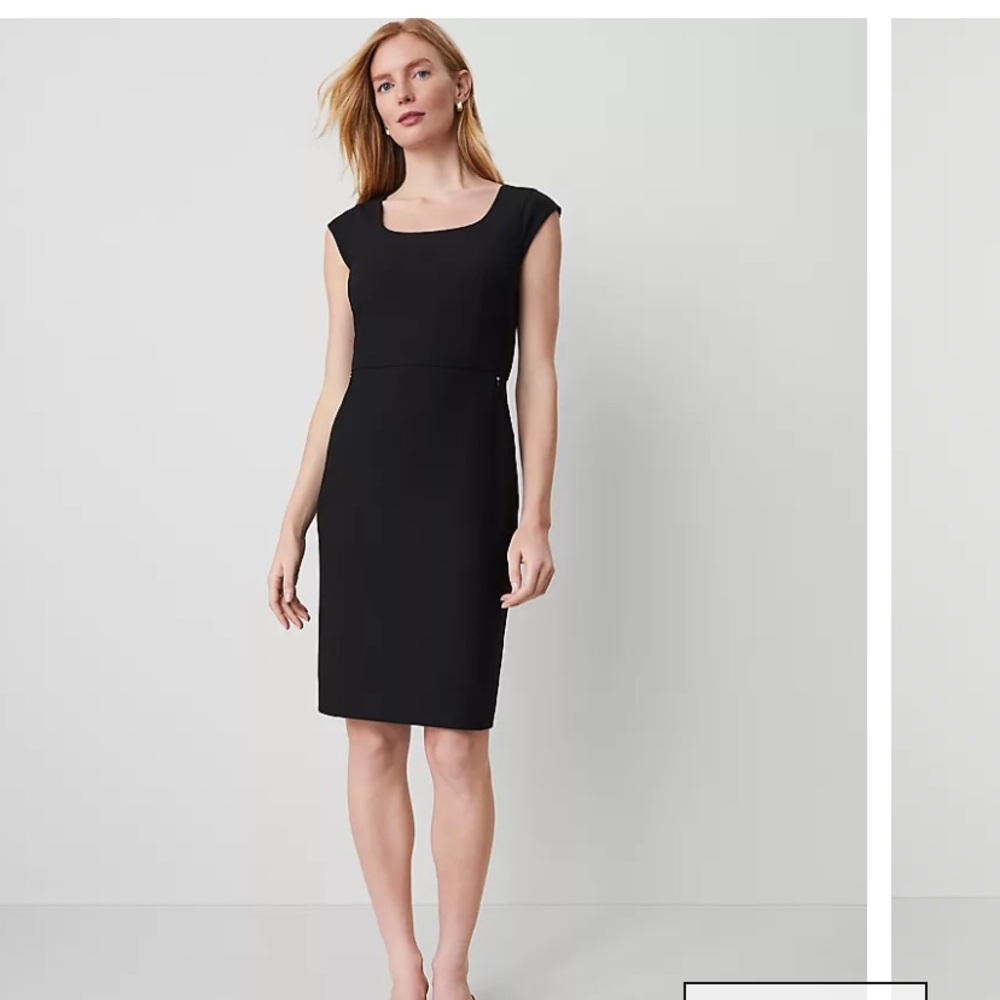 Ann Taylor black petite sheath suit dress